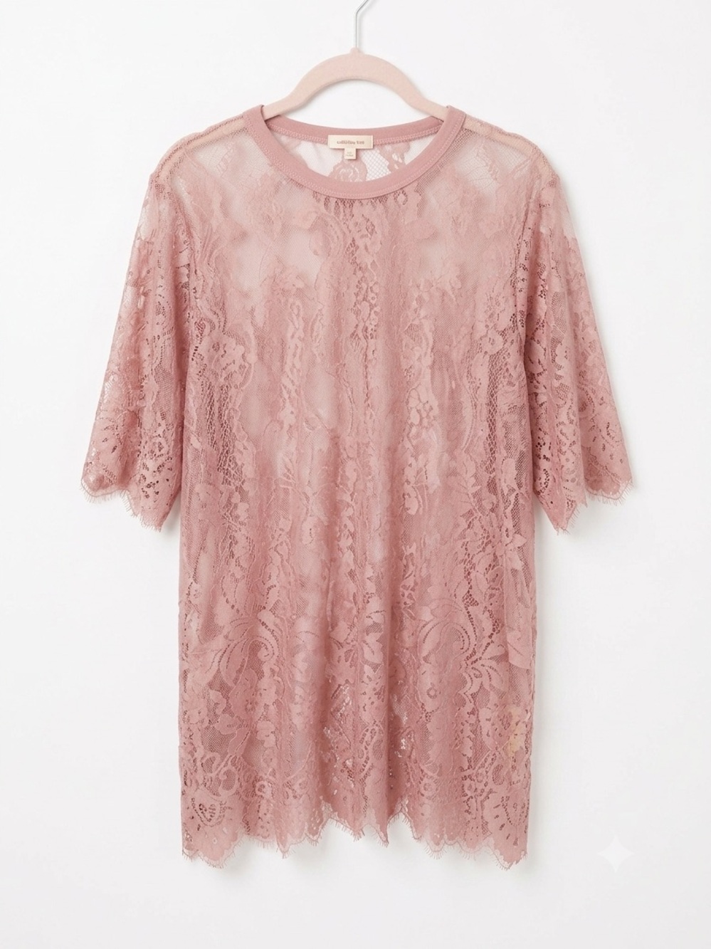 Lace Whimsical Dusty Rose Tunic Boho Festival Feminine Cottagecore Size 2X
